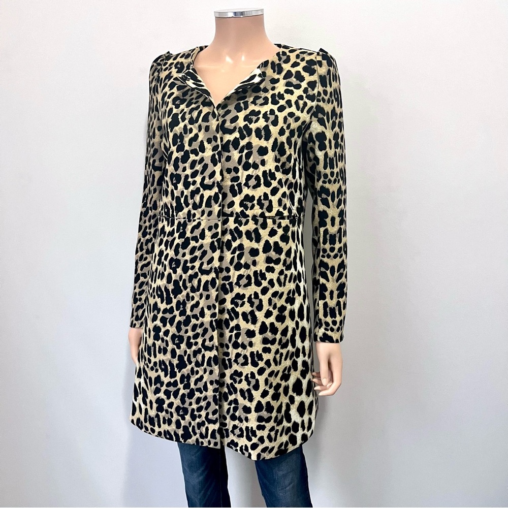 Warehouse Leopard Print Jacket Elegant Snap Front… - image 1